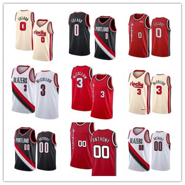 

2021 damian lillard basketball jerseys;the swing man sewed cj 3 mccollum carmelo 00 anthony s-xxl, Black;red