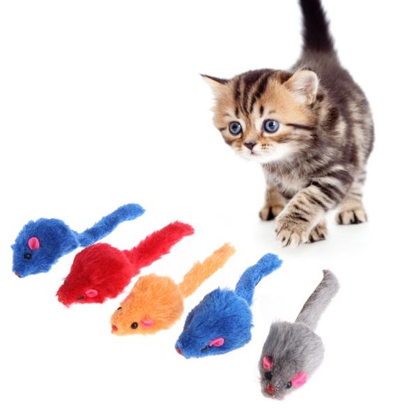 

small animal supplies 5 pcs toys false mouse plush soft colorful kitten pets funny squeaky playing