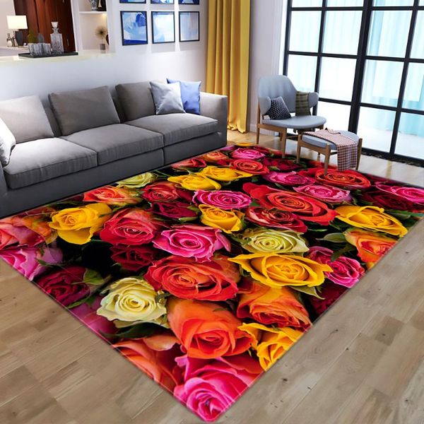 

carpets rose flower carpet rugs for bedroom home anti-slip mat tulips daisies rug floor mats large area living room girls