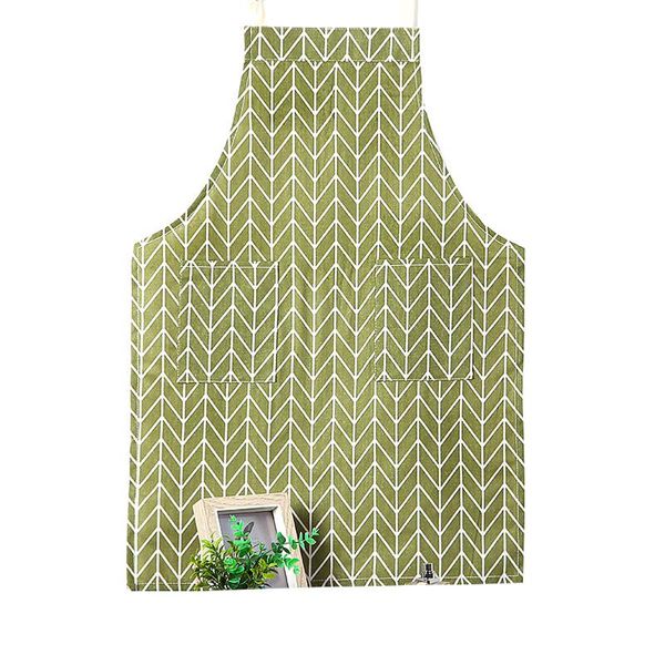 

aprons geometric pattern simple modern home cooking cotton linen daily cleaning hang neck kitchen apron with pockets baking restaurant