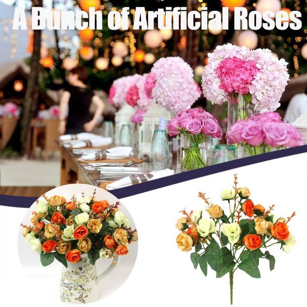 

artificial rose bouquet consisting 7 branches 21 roses silk decorative bouquet