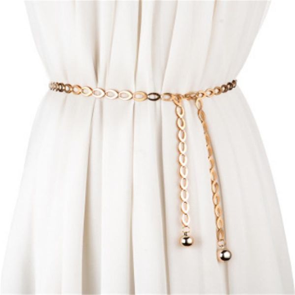

belts high waist gold for women fashion waistbands all-match belt party jewelry dress metal chain, Black;brown
