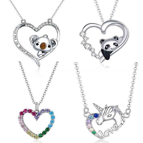 

new trendy colorful gemstone jewelry 925 silver heart pendant necklace