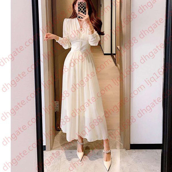 

autumn new style sleeve v-neck waist slim pearl yarn dress, Black;gray