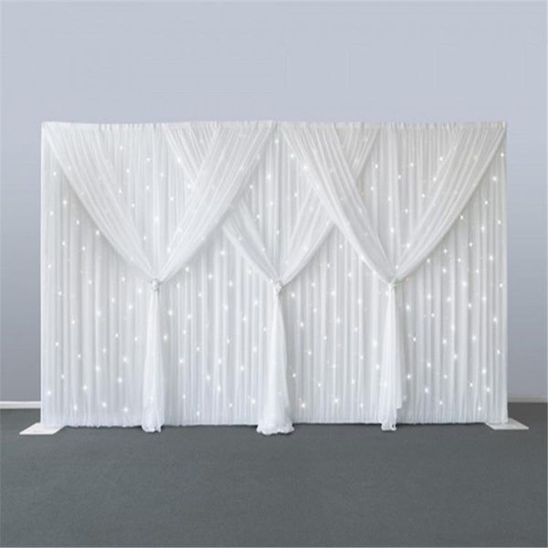 

party decoration 10ft x 20ft ice silk wedding backdrops pure white stage curtain background veil including and lightin