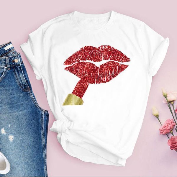 

women print 90s love lip cute short sleeve girl fashion casual lady t-shirt shirt womens clothing tees female t shirt, White