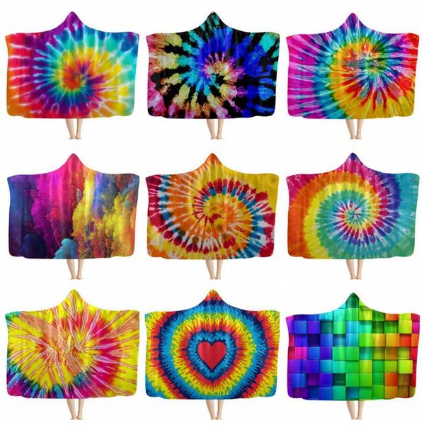 

hooded blanket kids blanket warm cape cloak tie dyed throw blankets rainbow sherpa sofa covers children christmas gift 27 designs at6019