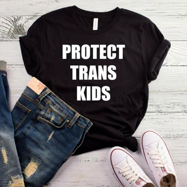 

protect trans kids and mens women cotton casual funny lady yong girl tee higher quality drop ship s 475, White;black