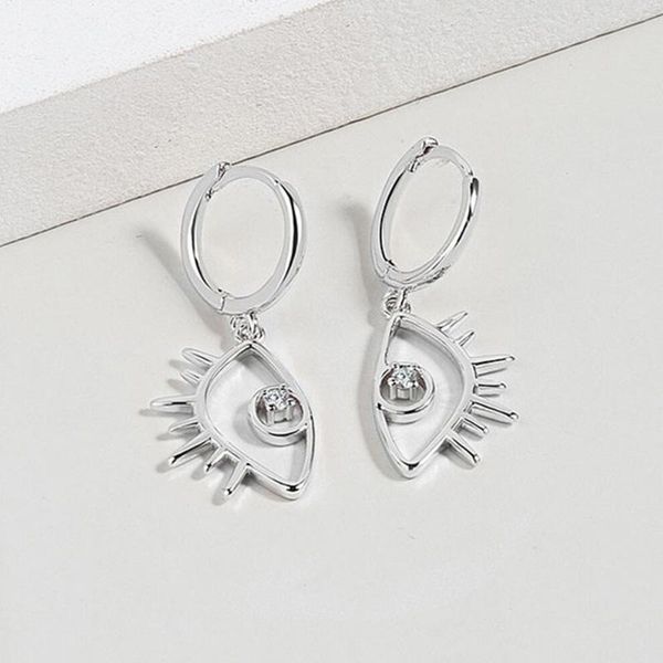 

hoop & huggie kofsac creative earrings for women silver color jewelry fashion zircon hyperbole eye earring lady party accessories gold colou, Golden;silver