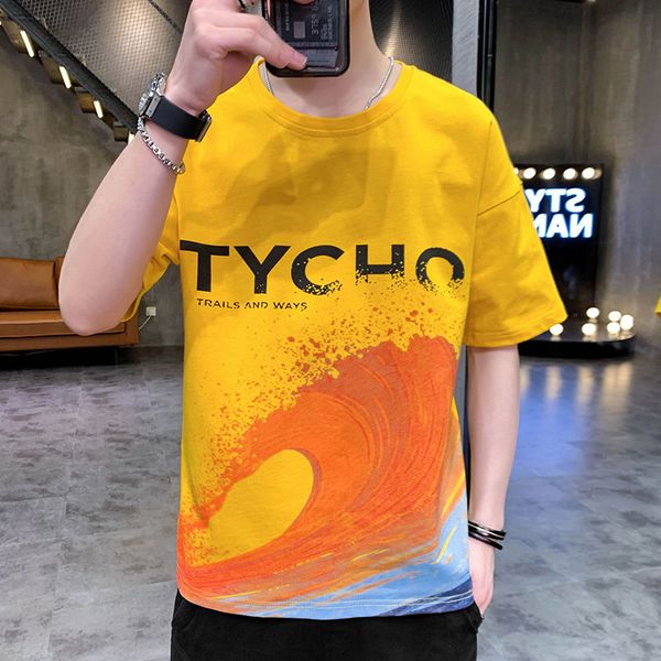 

spring and summer new casual short t shirt men o neck print youthful vitality fashion short t shirt men, White;black