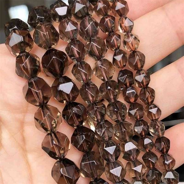 Quarzi fumé sfaccettati naturali Perle distanziatrici rotonde in pietra sfaccettata per la creazione di gioielli Accessori per braccialetti fai da te 15 '' 6 8 10mm