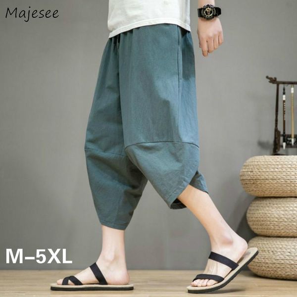 

men sleep bottoms summer plus size 5xl solid baggy calf-length trousers male irregular fashion loose elastic waist soft leisure, Black;brown