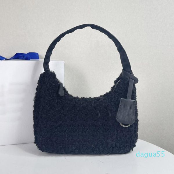 

luxury designer winter shoulder bag 2021 underarm bag female plush autumn handbag soft warm fur tote purse for lady handbags