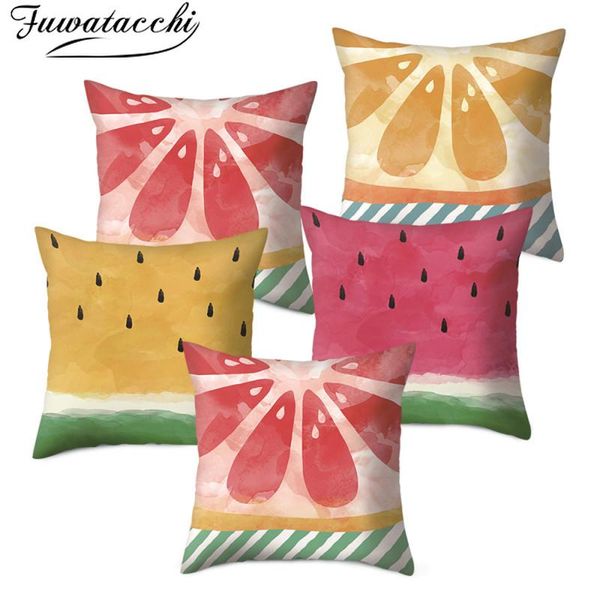 

fuwatacchi cushion cover watermelon printed pillow covers creative fruit for home sofa car decoative throw pillowcase 45*45cm