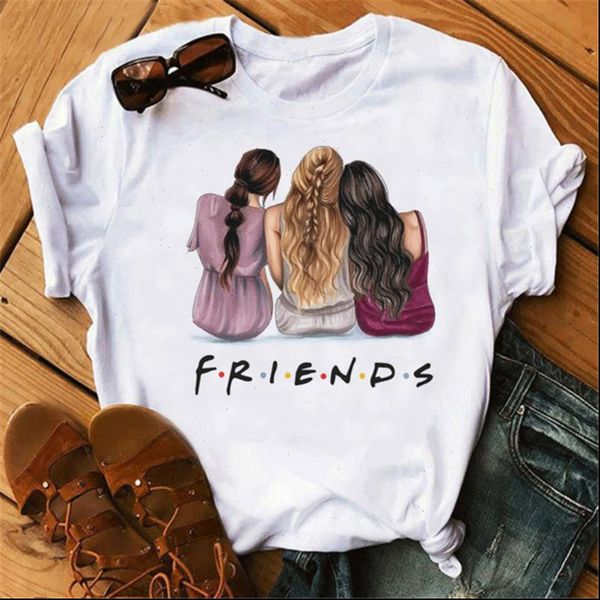 

friends womens t shirts tv show women graphic shirt harajuku summer 90s short sleeve tshirt streetwear tees, White
