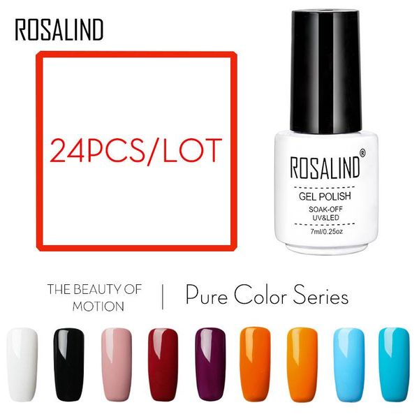 

nail art kits rosalind 7ml 24pcs/lot gel polish set pure color series soak off uv lacquer fast dry manicure for nails design