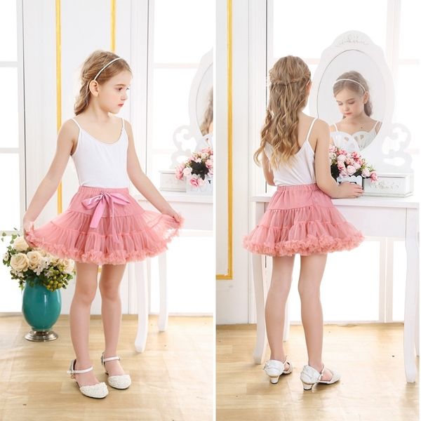 

girls' poncho mesh tutu skirt children's dance half length gauze princess skirt stage performance dress, Red;yellow