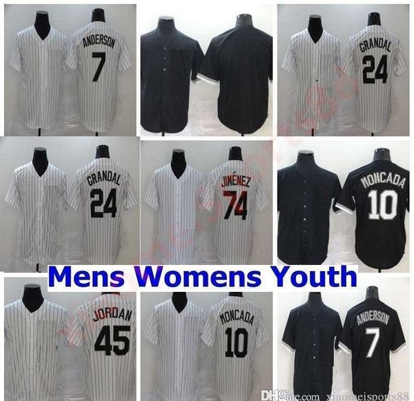 

new 2020 white sox men women kids youth tim anderson yoan moncada yasmani grandal 45 michael jd eloy jimenez all stitched baseball jerseys, Blue;black