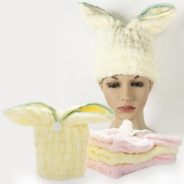 

towel microfiber hair drying hat quick-dry cap bath solid super absorption turban
