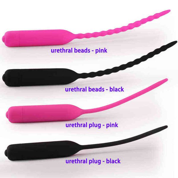 Nxy Adulto Brinquedos Silicone Uretral Som Dilators Sounding Vibrador Penis Plug Beads Brinquedos Sexuais Para Homens Masturbator Urethra Penis-plugs1201