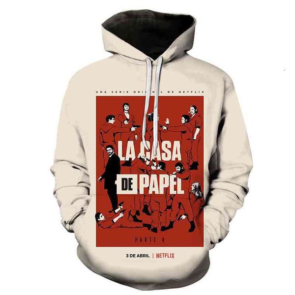 

men's hoodies & sweatshirts brand 3d print and tv series la casa de papel money heist house of paper men/women fashion clothing x8hw, Black