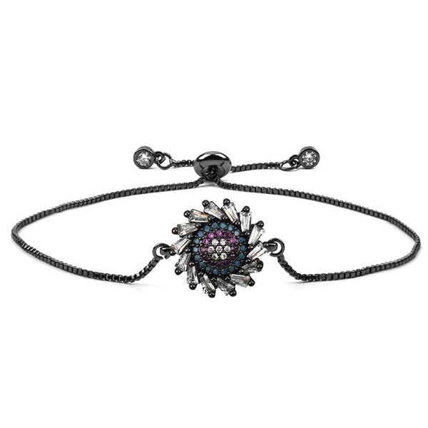 

charm bracelets fashion trendy simple bracelet for women micro inlaid zircon sun flower lady pendant bangle girl gift jewelry pulseras, Golden;silver