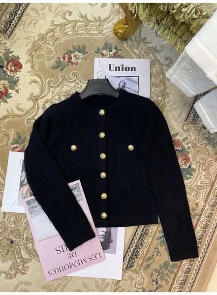 

328 2021 spring summer brand same style sweater cardigan crew neck black long sleeve sweater women clothes yshi, White;black