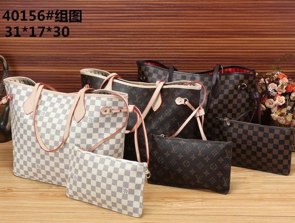 

shopping bag+wallet women designer handbag leather shoulder crossbody bags 2 pce sets ladies messenger bags tote purse clutch lvlouis&