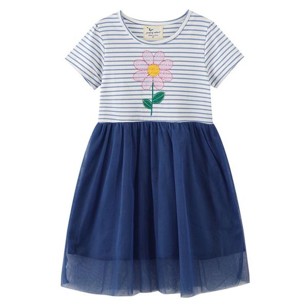 

girl's dresses 2021 summer princess tulle dress children striped costume for girl birthday party short sleeve cotton 3/5/6/9 kids cloth, Red;yellow