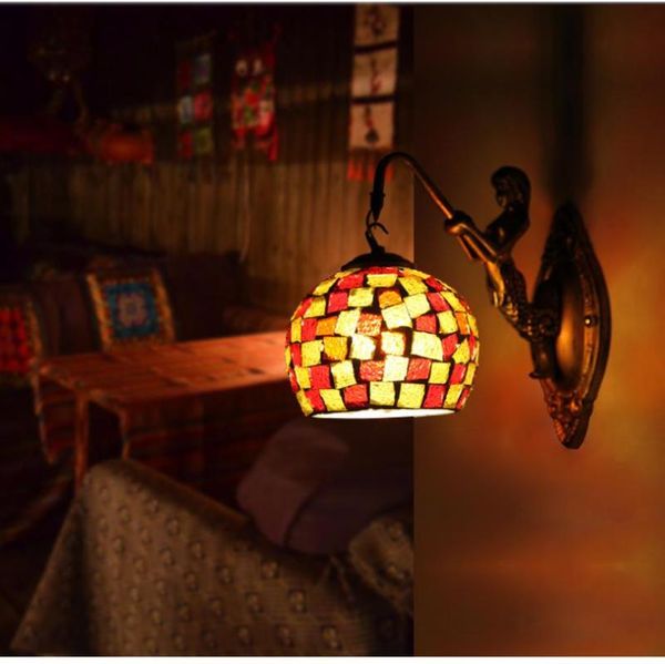 

mediterranean style decoration turkish mosaic lamps handmade stained glass sconces antique wall lights for home lighting