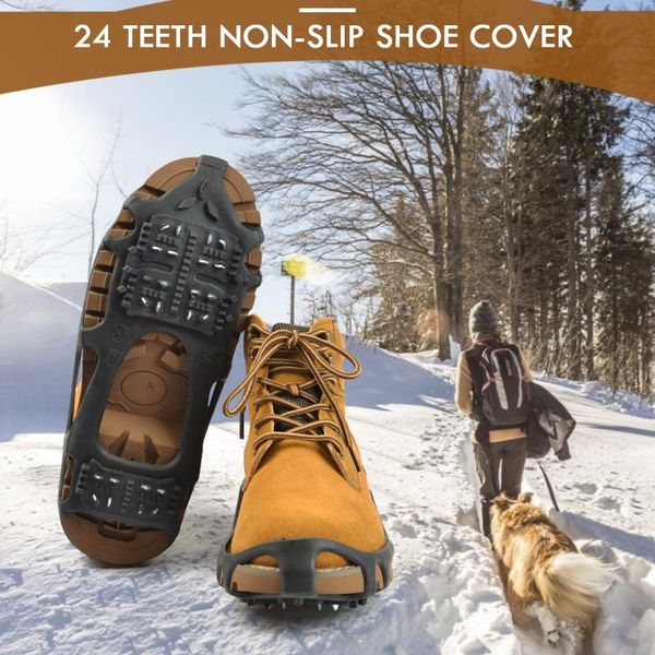 

cords, slings and webbing 24 spikes anti-skid snow ice climbing shoe grips cleats crampons winter walking anti slip shoes cover