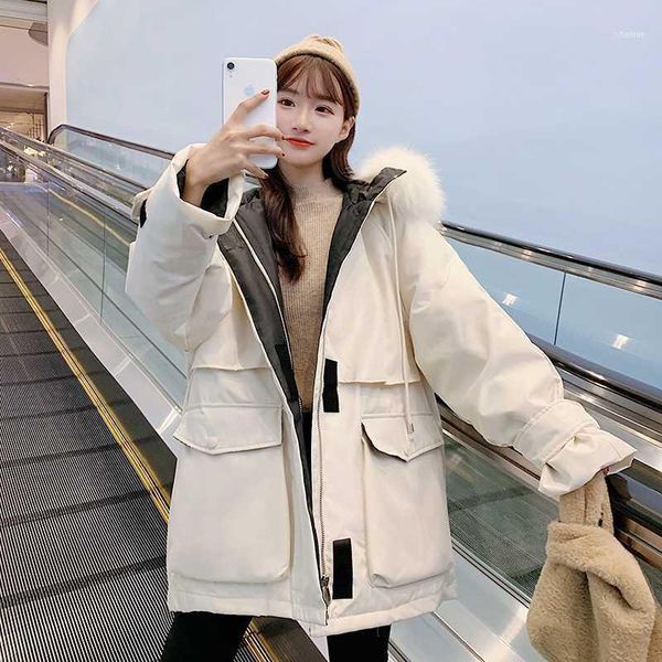 

women's down & parkas outdoors women winter coat long hooded false fur windbreaker loose 2021 female jacket big pockets1, Black
