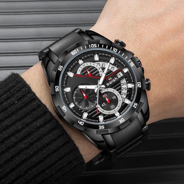 

wristwatches swish 2021 analog male watch fashion business auto date military quartz watches men waterproof sports wristwatch montre homme, Slivery;brown