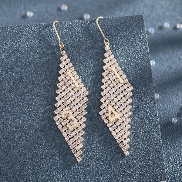 

dangle & chandelier fashion 1314 earrings for women shining crystal geometric earings 2021 trend jewelry female statement rhombus, Silver
