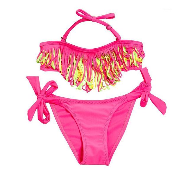 

summer baby clothes quick-drying girls' swimsuit tassel bikini split bathing suit clothing sets one-pieces, Black