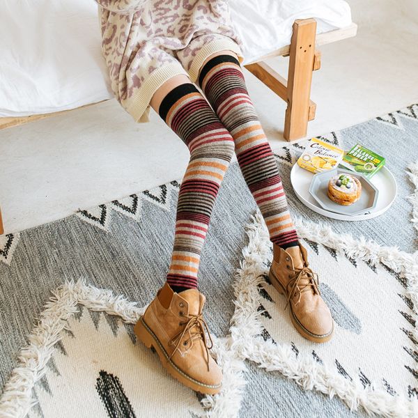 

rabbit wool sock cover for women over the knee in autumn and winter, Black;white