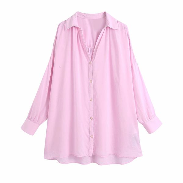 

casual dresses oversize women pink v neck blouse 2021 spring-autumn fashion ladies loose shirt female solid color psk9, Black;gray