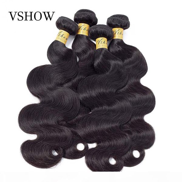

vshow human hair weave bundles brazilian bundles hair extensions 4 bundle deals remy hair 10-26 inches, Black;brown