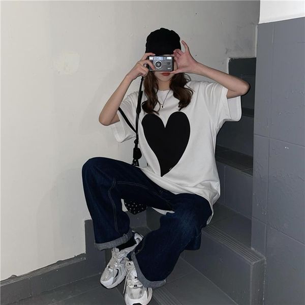 

women's t-shirt harajuku love print summer cute t shirt for women female tumblr casual t-shirts sleeve o-neck short clothing kawaii whi, White