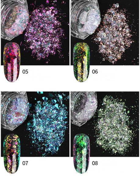 

nail glitter powder sequins irregular star round iridescent flakes manicure art decoration for gel polish, Silver;gold