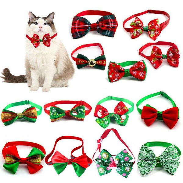 

cat collars & leads christmas adjustable dog collar holiday cats bow tie pet neck strap grooming accessories puppy necklace