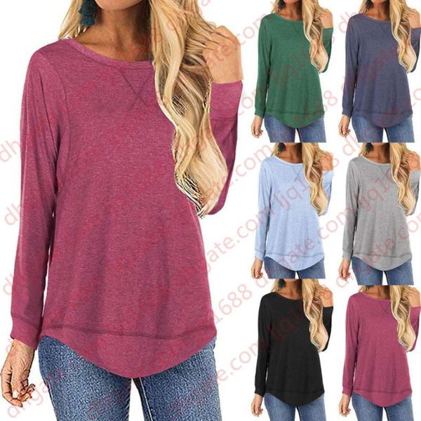 

2021 new spring womens pocket loose blouse ladies crew neck casual long girl female stylish big vestido drop shipping, White