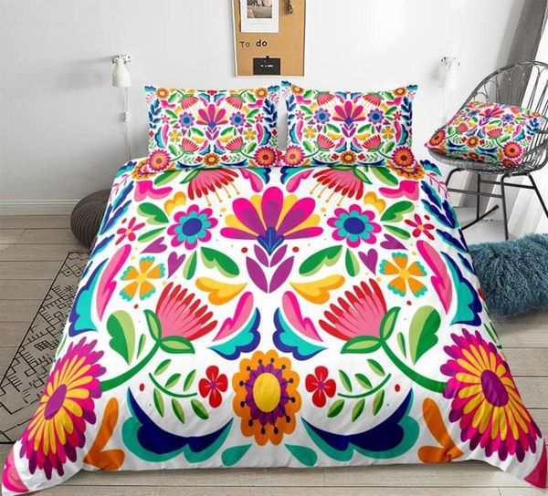 

floral bedding set retro flowers duvet cover set palm leav bed linen kids teens home textile colorful flowers bedcloth