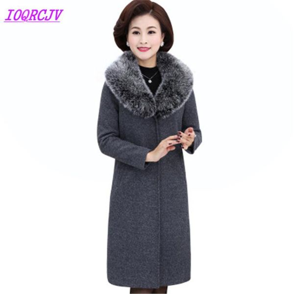 

women's wool & blends plus size 5xl middle-aged women winter woolen coats fashion boutique fur collar outerwear thick warm ioqrcjv q069, Black
