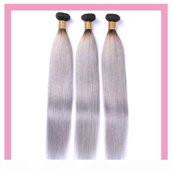 

brazilian virgin hair 1b grey 3 bundles ombre human hair 1b grey hair products 10-28inch double wefts 3 pieces lot, Black