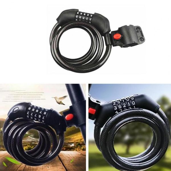 

bike locks 80% 5-digits code combination chain lock heavy duty cable anti theft metal for mountain