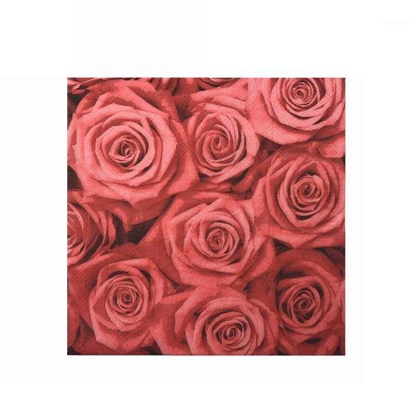 

packaging dinner service colored printed napkins red rose paper towel wedding table decorations western restaurant romantic theme dining tow