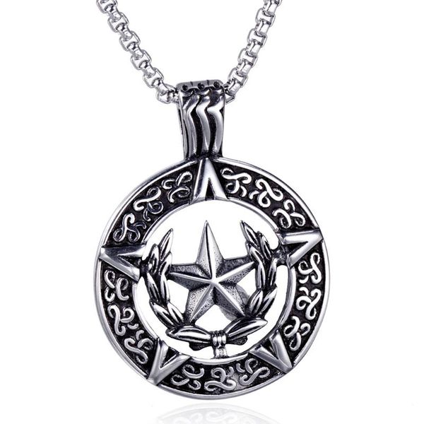 Кулон ожерелья старинные пентаграмма звезда мужские ожерелье круглые готический ретро люцифер сатана круглосуточная цепочка мужские украшения