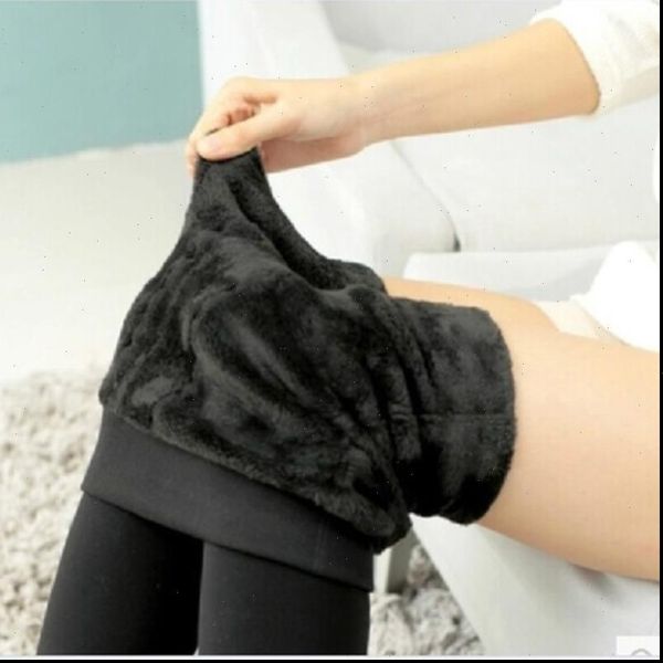

autumn and winter ladies warm leggings fashion casual solid color warm leggings high stretch leggings warm pants, Black