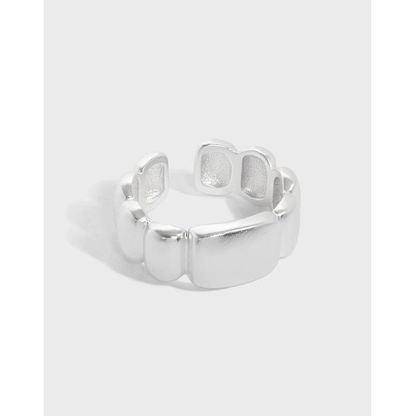 

cluster rings shanice cool punk korean ins niche design minimalist wild irregular surface texture s925 sterling silver open ring female, Golden;silver